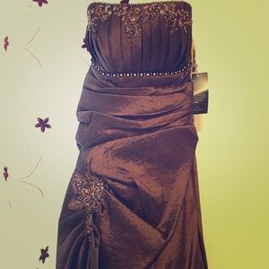 NWT Brown Nox Anabel Gown with  Train - Size XS